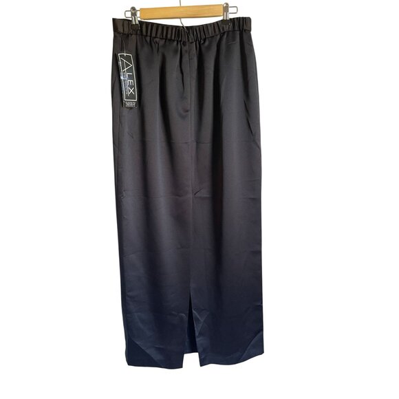 New! Alex Evenings Black Satin Maxi Skirt Size 14W Made in USA Vintage MSRP $89 - Picture 2 of 6